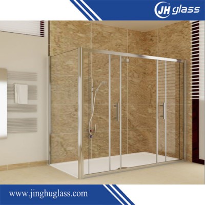 6-12mm Tempered/Acid Etch/Patterned Stainless Steel Sliding Glass Shower Door