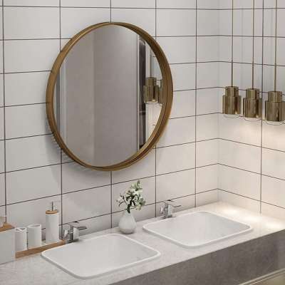 Wall-Mounted Mirror Round Hanging Mirror Metal Framed Wall Mirror for Bathroom/Washroom/Bedroom