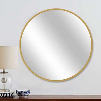 Northern Europe Style Round Framed Bathroom Mirror Gloden Black Color Wall Mounted Cosmetic Mirror